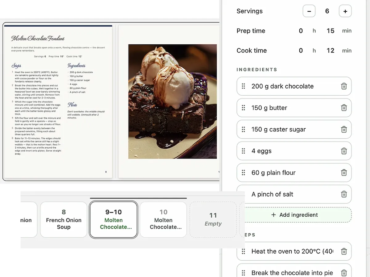 Personnalisation de la mise en page et de la couverture du carnet de recettes